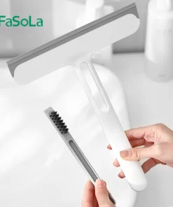 Shower Glass Door Squeegee with Sponge and Crevice Brush